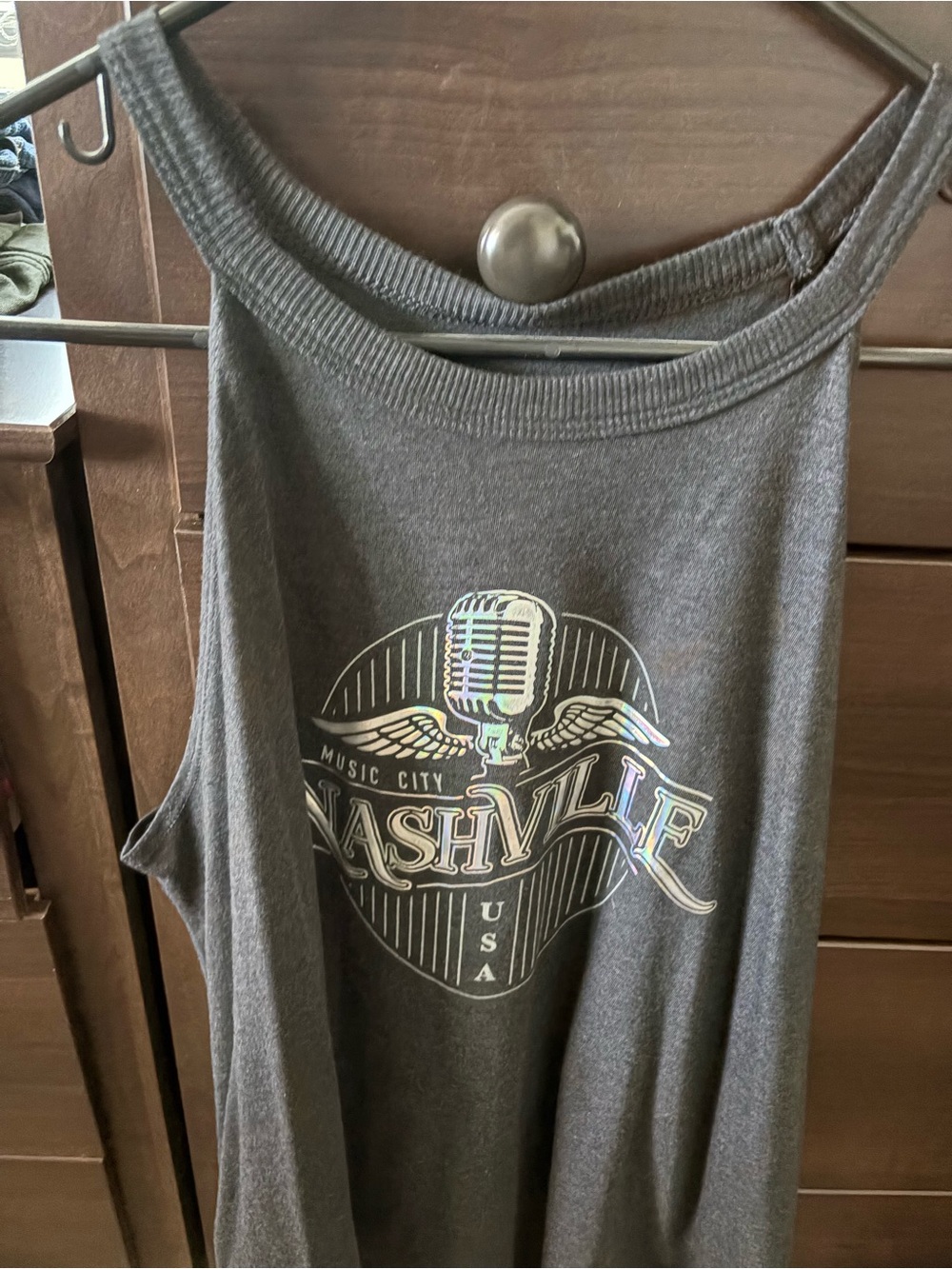 Nashville Graphic Tank Top - Charcoal Gray Large
